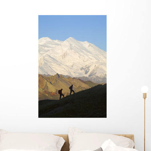 Two Hikers View Mckinley At Grassy Pass Wall Mural