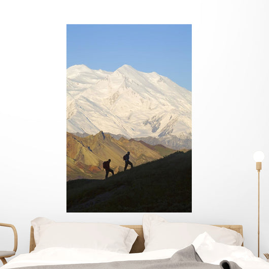 Two Hikers View Mckinley At Grassy Pass Wall Mural