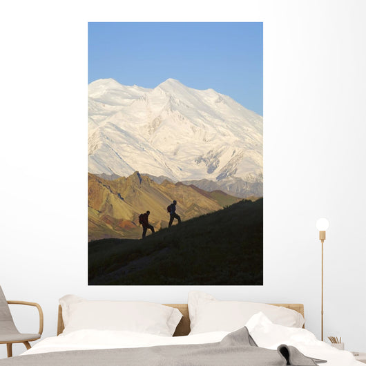 Two Hikers View Mckinley At Grassy Pass Wall Mural