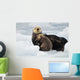 Sea Otter Mother And Pup Rest On An Ice Floe At Harvard Glacier Wall Mural