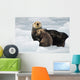 Sea Otter Mother And Pup Rest On An Ice Floe At Harvard Glacier Wall Mural