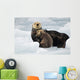 Sea Otter Mother And Pup Rest On An Ice Floe At Harvard Glacier Wall Mural