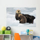 Sea Otter Mother And Pup Rest On An Ice Floe At Harvard Glacier Wall Mural
