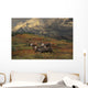 Compostie Caribou Graze On Tundra During Autumn With Mt Mckinley Wall Mural