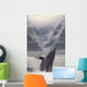 Composite Humpback Whale Breaching With Mist-Covered Mountains Wall Mural