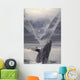 Composite Humpback Whale Breaching With Mist-Covered Mountains Wall Mural
