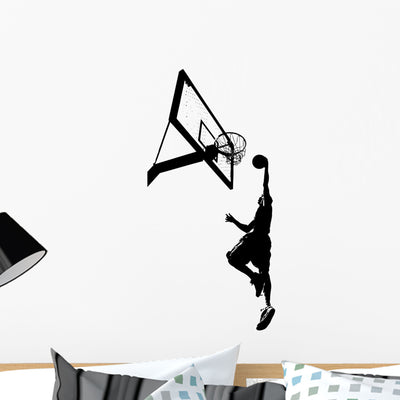 Slam Dunk Silhouette Wall Decal shown on a wall
