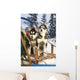Two Siberian Husky Puppies Sitting In Dog Sled In Snow Alaska Wall Mural