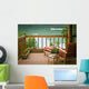 View Of The Deck And Chair With Floatplane Landing On Big River Lake Wall Mural