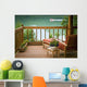 View Of The Deck And Chair With Floatplane Landing On Big River Lake Wall Mural