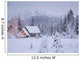 Snowcovered Home In A Wintry Meadow At Dawn With Inside Lights On Wall Mural