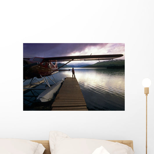 Fisherman Chelatna Lake Lodge Floatplane Docked Wall Mural