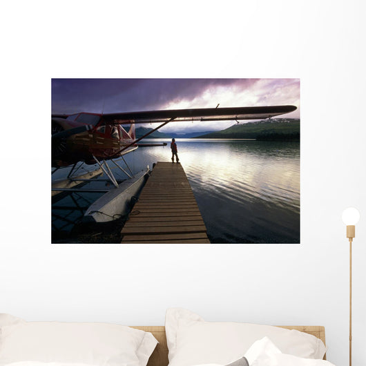 Fisherman Chelatna Lake Lodge Floatplane Docked Wall Mural