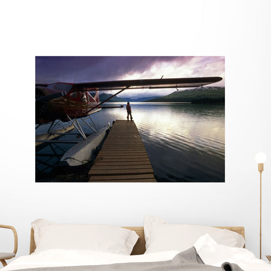Fisherman Chelatna Lake Lodge Floatplane Docked Wall Mural