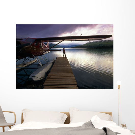 Fisherman Chelatna Lake Lodge Floatplane Docked Wall Mural