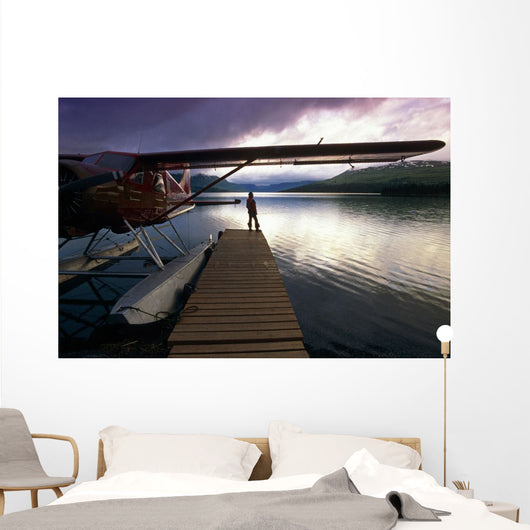 Fisherman Chelatna Lake Lodge Floatplane Docked Wall Mural