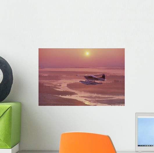 Floatplane Flying @ Sunset Matanuska Valley Sc Ak Summer Wall Mural