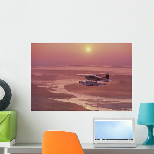 Floatplane Flying @ Sunset Matanuska Valley Sc Ak Summer Wall Mural