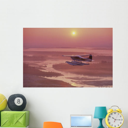 Floatplane Flying @ Sunset Matanuska Valley Sc Ak Summer Wall Mural