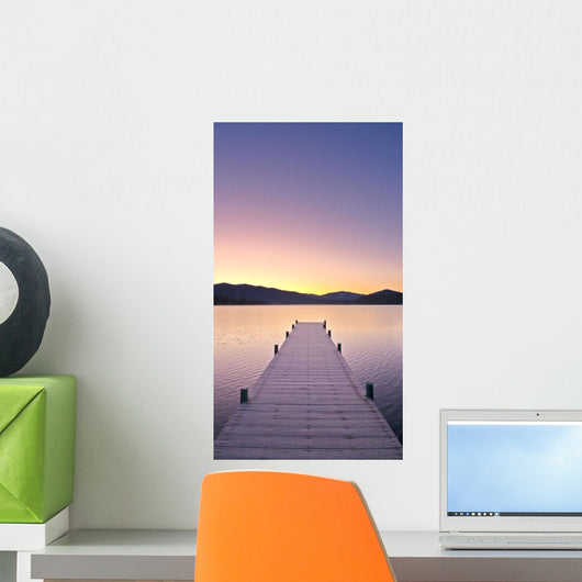 Sunrise Over A Dock In Lake Whatcom During Winter Wall Mural
