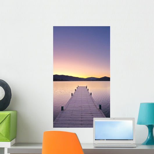 Sunrise Over A Dock In Lake Whatcom During Winter Wall Mural