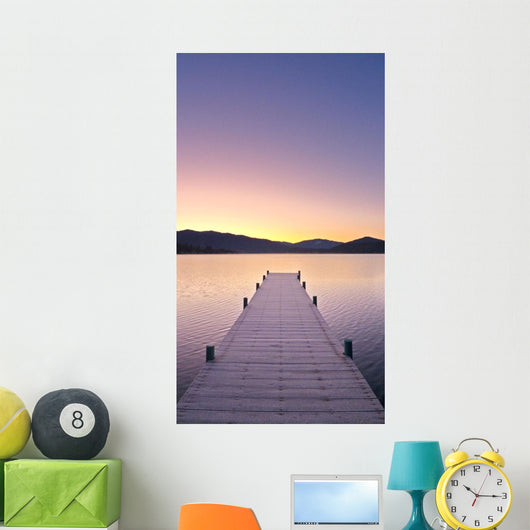 Sunrise Over A Dock In Lake Whatcom During Winter Wall Mural