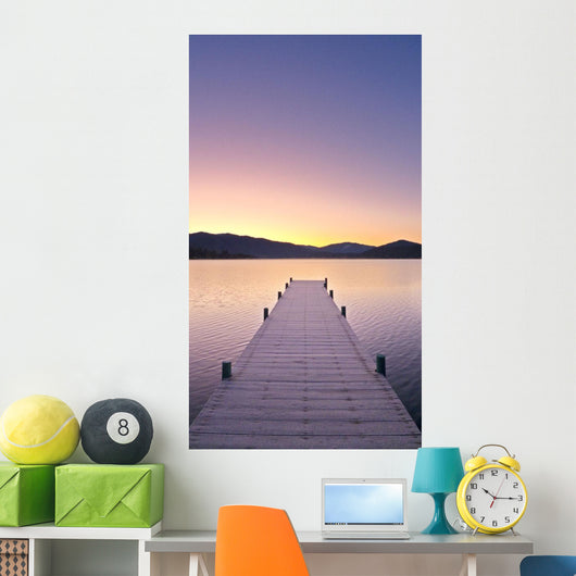 Sunrise Over A Dock In Lake Whatcom During Winter Wall Mural
