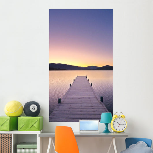 Sunrise Over A Dock In Lake Whatcom During Winter Wall Mural