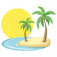 Tropical Island With Birds Wall Decal