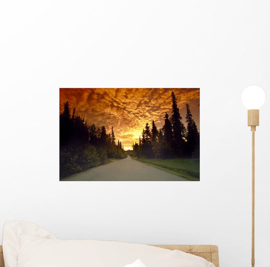 Road Going Into Sunset Rural Anchorage Sc Ak Summer Wall Mural