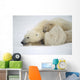 Mother Polar Bear & Cub Huddle In Snow Storm Churchill Canada Winter Wall Mural
