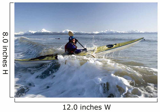 Man Paddles Kayak In Surf Kachemak Bay Homer Ak Kp Spring Wall Mural
