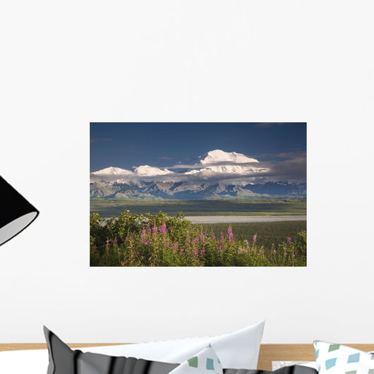 MtMckinley And The Alaska Range With Fireweed Flowers Wall Mural