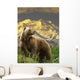 Composite Grizzly Stands On Tundra With Mt Mckinley In The Background Wall Mural