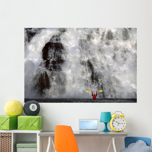 Kayaker Views Nugget Creek Falls Mendenhall Lake Wall Mural
