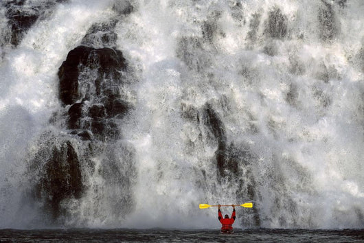 Kayaker Views Nugget Creek Falls Mendenhall Lake Wall Mural