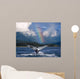 Humpback Whale Submerging Showing Fluke With Rainbow Wall Mural