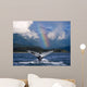 Humpback Whale Submerging Showing Fluke With Rainbow Wall Mural