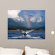 Humpback Whale Submerging Showing Fluke With Rainbow Wall Mural