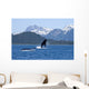 A Humpback Whale Calf Breaches As Its Mother Swims Wall Mural