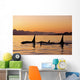 Orca Whales Surface In Lynn Canal At Sunset With Coast Range Wall Mural