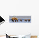 Brown Bear Sow And Her Three Cubs Walking Wall Mural