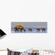 Brown Bear Sow And Her Three Cubs Walking Wall Mural