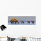 Brown Bear Sow And Her Three Cubs Walking Wall Mural