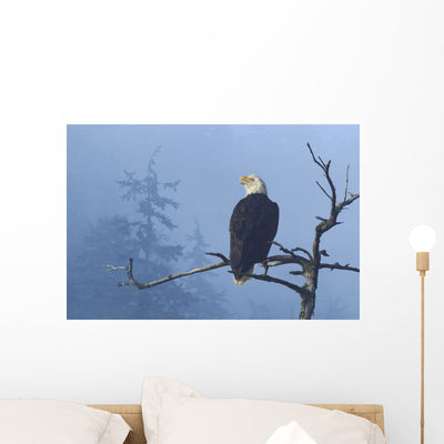 Bald Eagle Perched Wall Mural shown on a wall