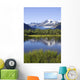 View Of Mendenhall Glacier With Pond And Green Grass Wall Mural