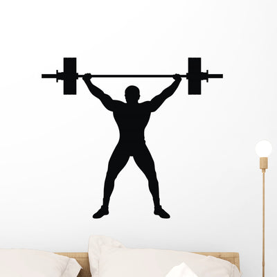 Weight Lifter Athlete Wall Decal shown on a wall