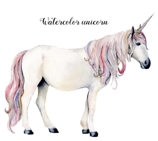 Watercolor White Unicorn Wall Decal