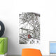 Pine Grosbeak On Snowy Branch Winter Sc Alaska Wall Mural