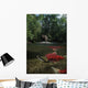 Grizzly Watches Salmon From Riverbank Digital Composite Wall Mural
